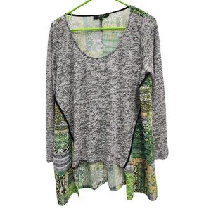 Poeme by Citron Tunic Top‎ Womens Large Wearable Art BOHO Floral 3/4 Sleeve